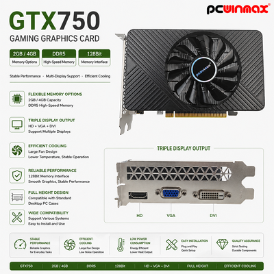 PCWINMAX Geforce GTX 750 carte graphique 4 Go DDR5 128 bits DP HD DVI sortie carte graphique PCIe x16