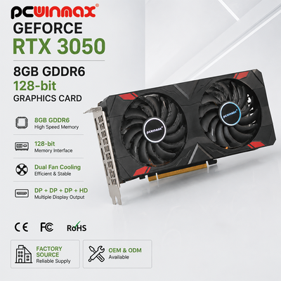 Carte graphique de fans de GeForce RTX 3050 8GB GDDR6 128-Bit HD/DP PCIe 4 de jeu de PCWINMAX double pour le jeu de PC
